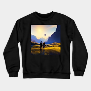 Valentine Wall Art -  Sunrise,Moonset - Unique Valentine Fantasy Planet Landsape - Photo print, canvas, artboard print Crewneck Sweatshirt